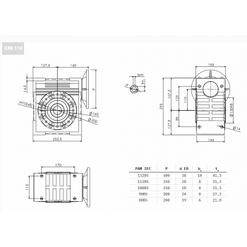 Reduktor PM 110 1/10 132 B14